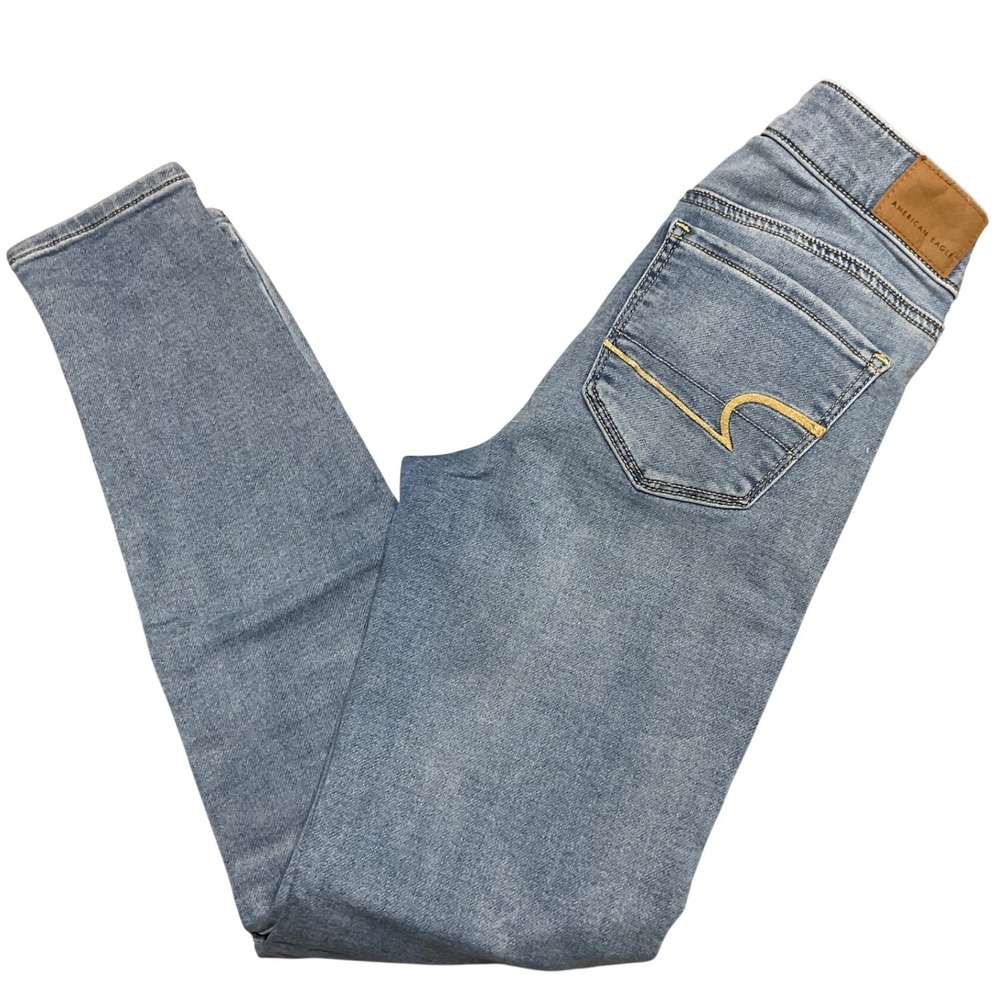 American Eagle Super Stretch Jegging Light Wash Blue Skinny Jeans Womens 0 Short